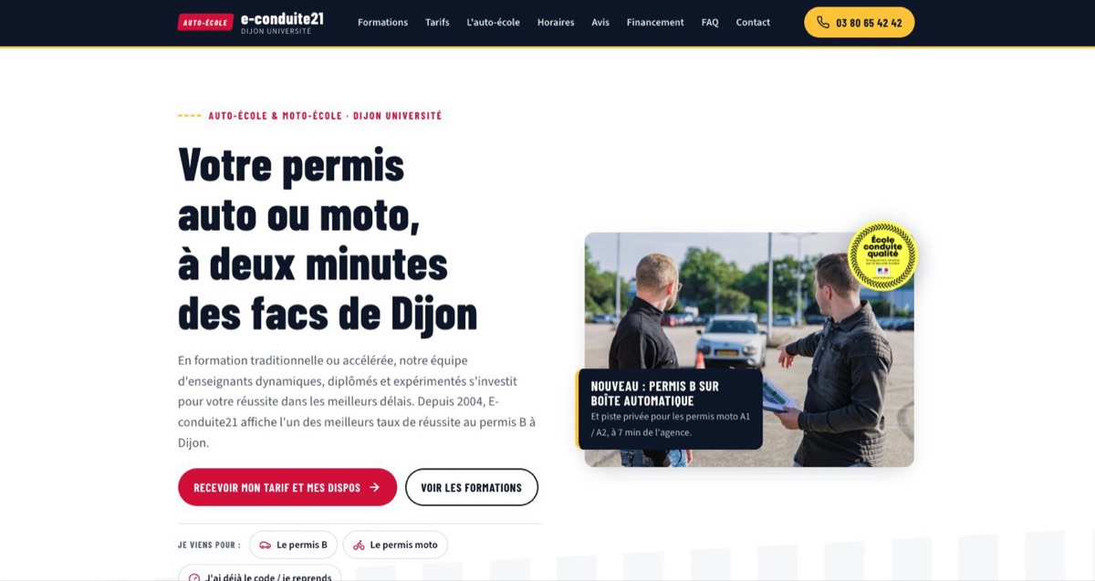 Nouveau site de l’auto-école Éconduite 21