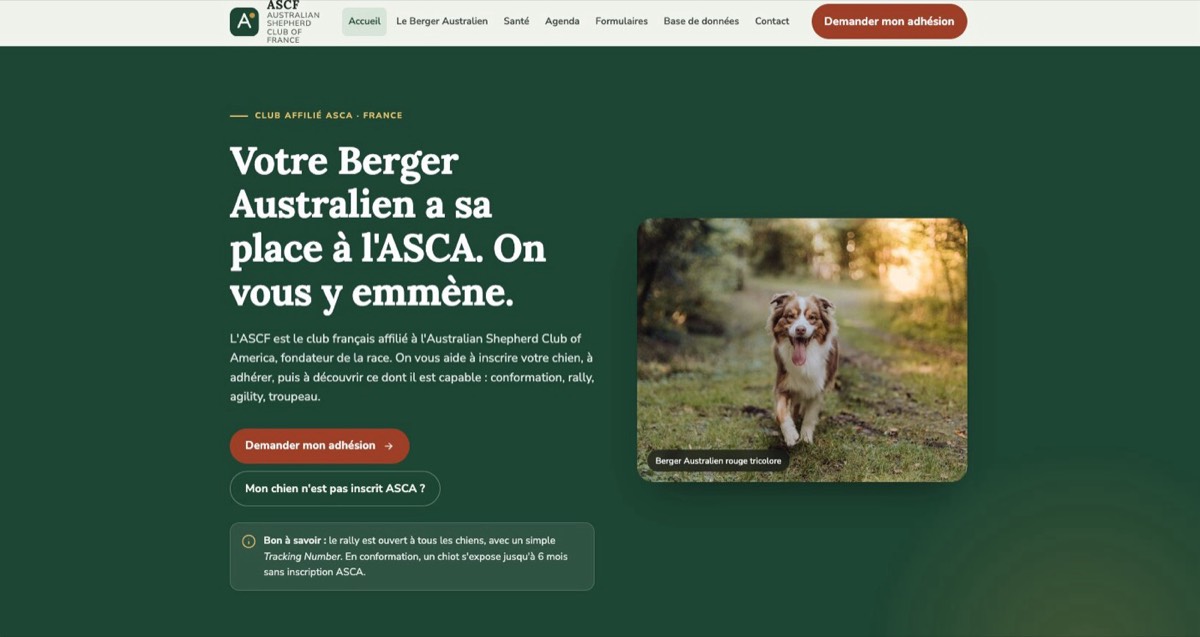 Nouveau site du club canin ASC France