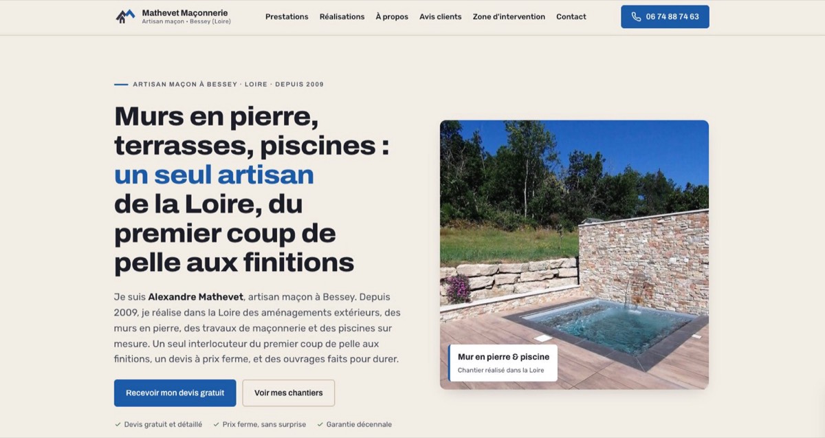 Nouveau site de Mathevet Maçonnerie